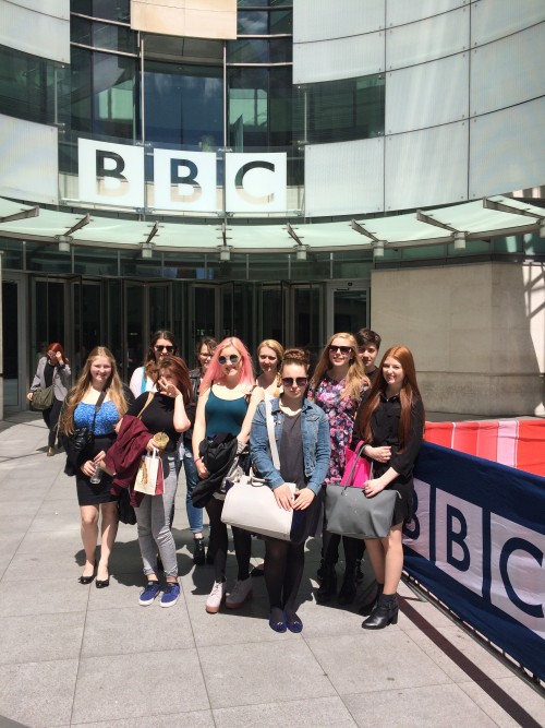 The group outside of the BBC