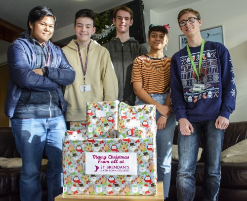 Students with hamper