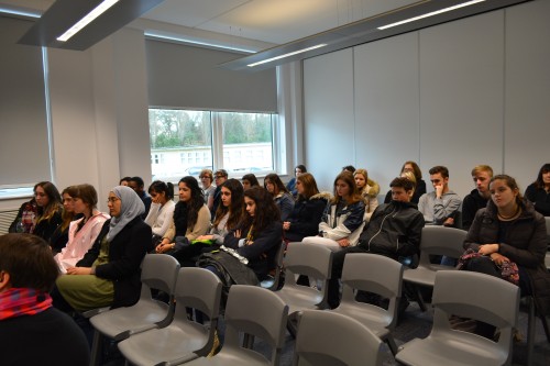 The class listening to the guest